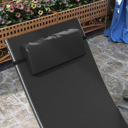 Set of 2 Garden Sun Loungers, Folding Chaise Lounge Chairs, Black