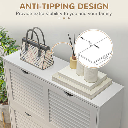 Slim Shoe Storage Cabinet with 2 Flip Drawers for Entryway, White