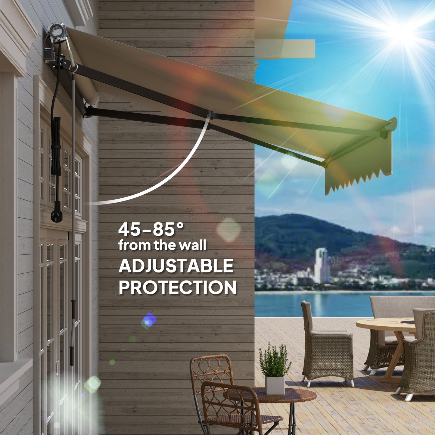2.5 x 2m Electric Retractable Awning w/ Aluminium Frame Light Grey