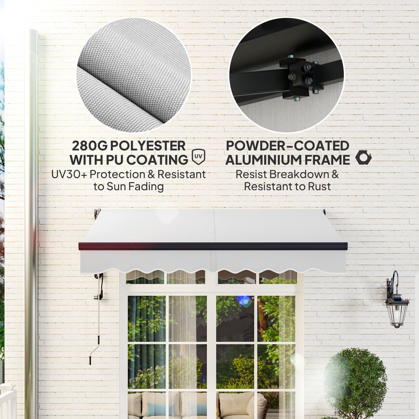 2.5 x 2m Electric Retractable Awning w/ Aluminium Frame Light Grey