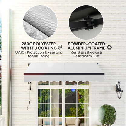 2.5 x 2m Electric Retractable Awning w/ Aluminium Frame Light Grey