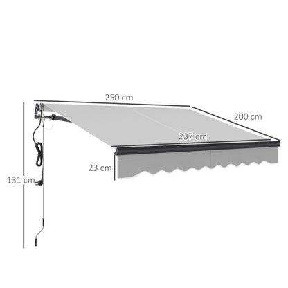 2.5 x 2m Electric Retractable Awning w/ Aluminium Frame Light Grey