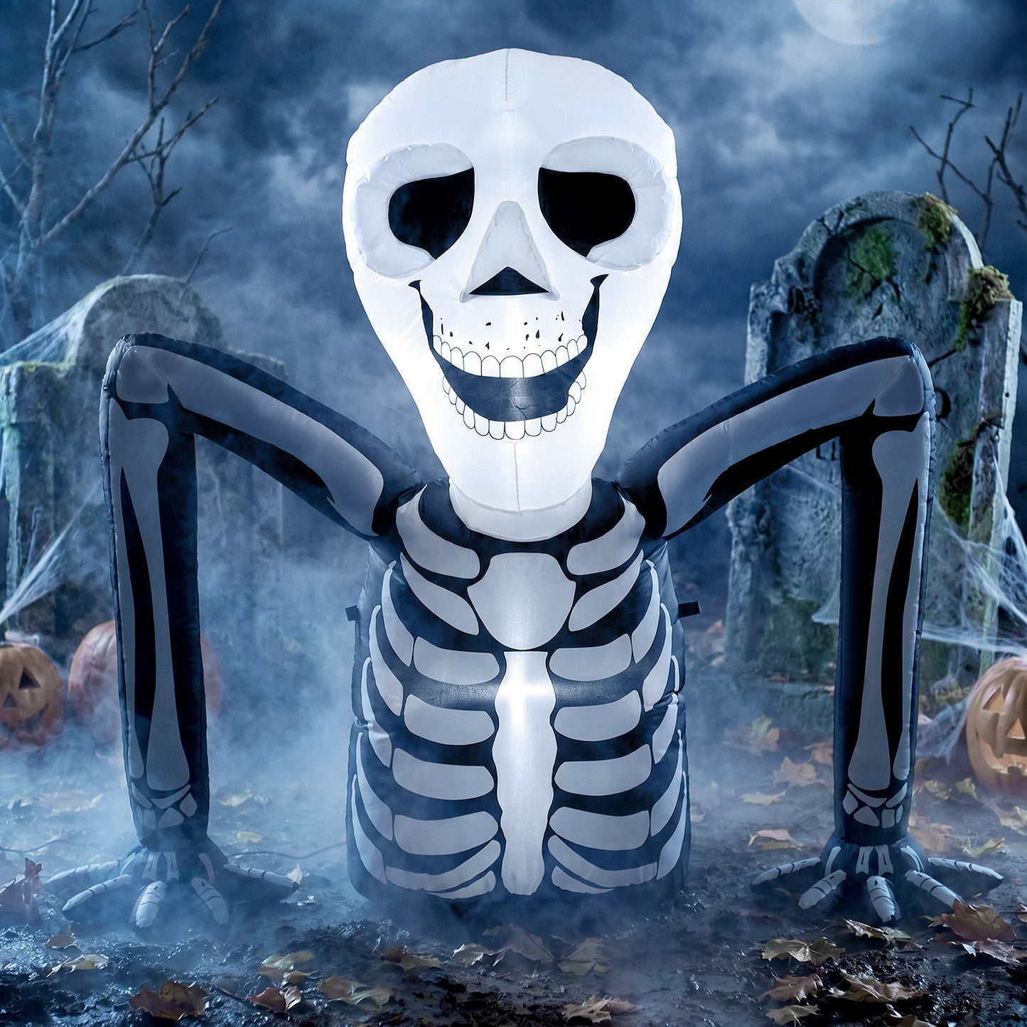 Inflatable Ground Crawling Skeleton with Built-in LED Lights
