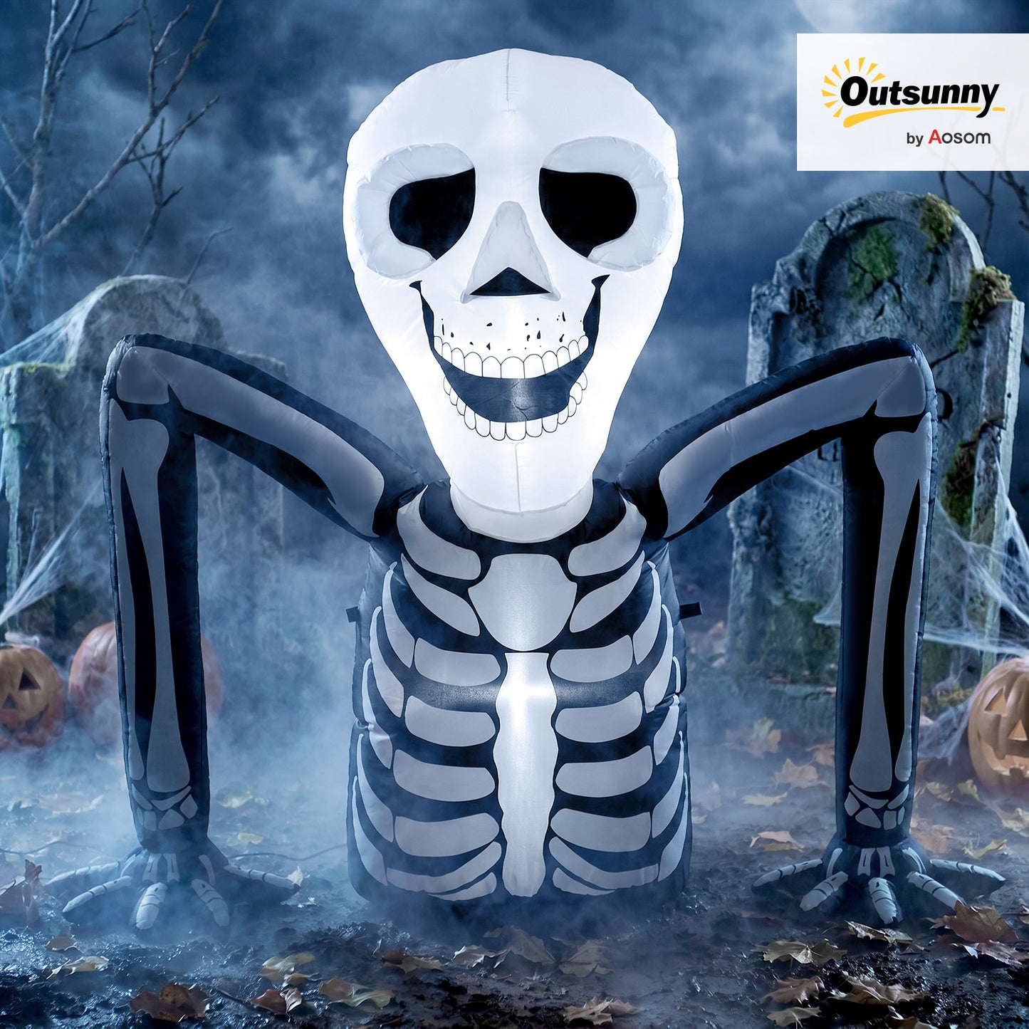 Inflatable Ground Crawling Skeleton with Built-in LED Lights