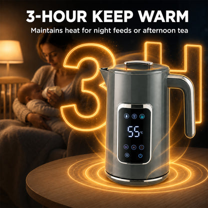 1.7L Fast Boil 3000W Electric Kettle with LED Display, Grey