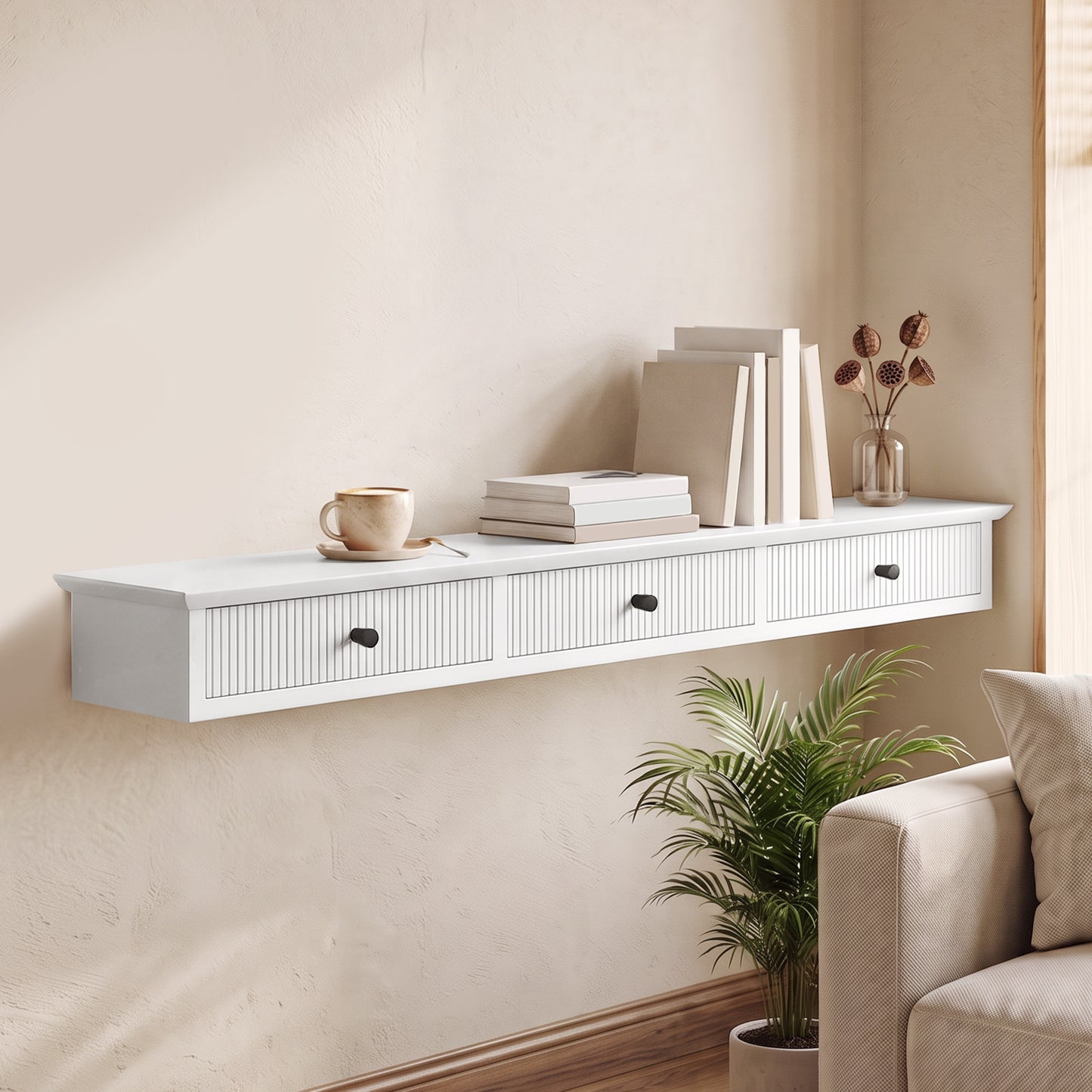 Shelf Wall-Mounted 93 x 15 x 10 cm White