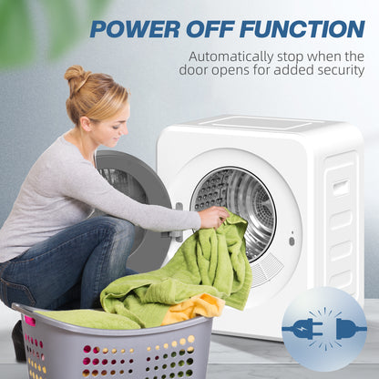800W Compact Dryer Machine, 4kg Small Vented Tumble Dryer, White