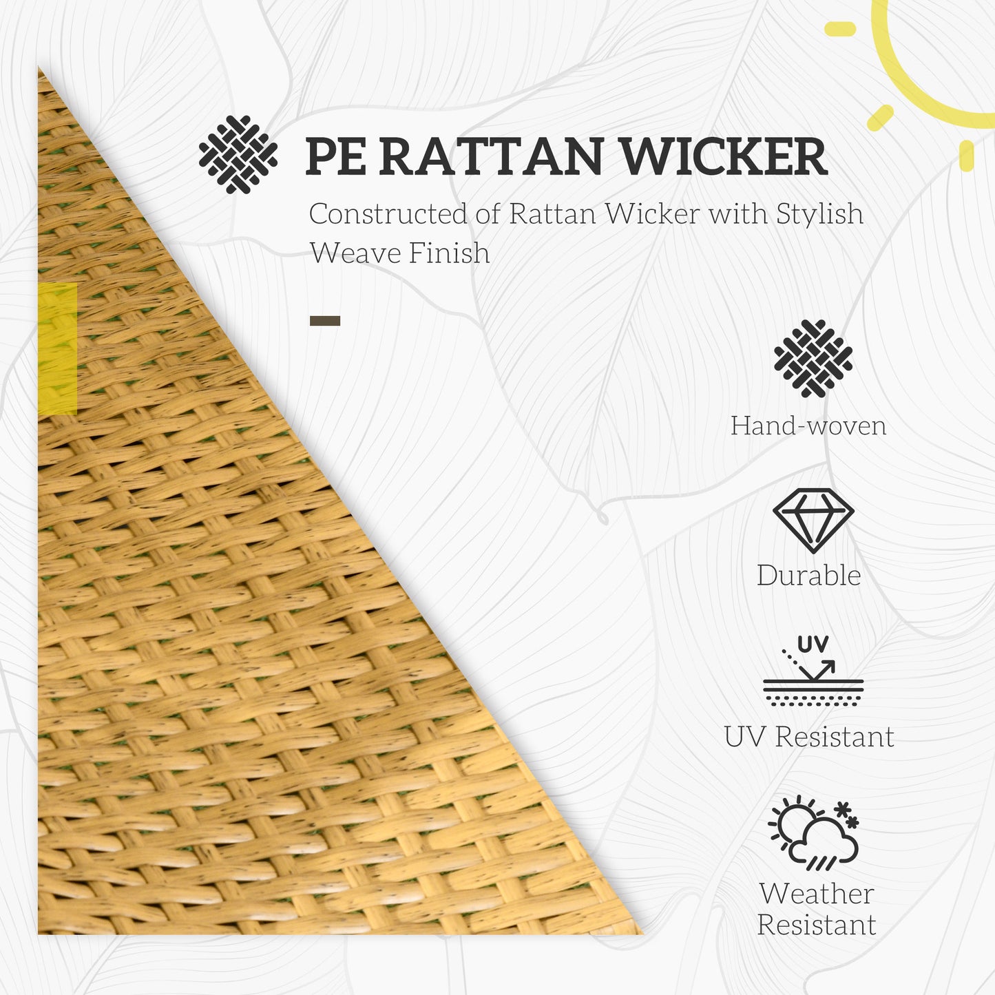 Rattan Leisure Chair w/ Cushion, Garden Egg Chair with Headrest, Sand