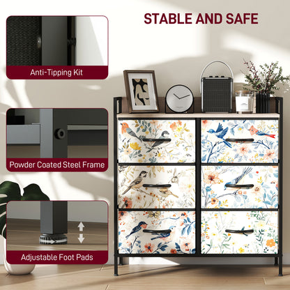 6-Drawer Chest of Drawers, Fabric Dresser, White