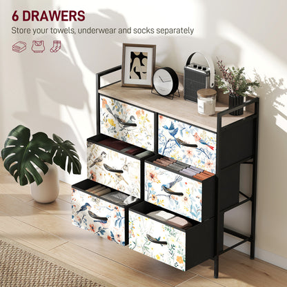6-Drawer Chest of Drawers, Fabric Dresser, White