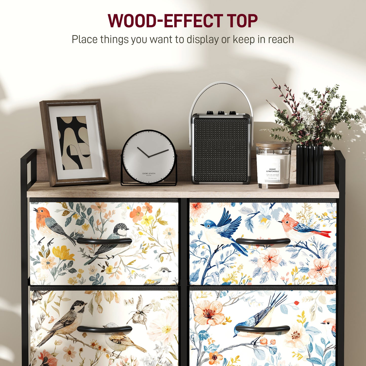 6-Drawer Chest of Drawers, Fabric Dresser, White