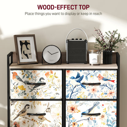 6-Drawer Chest of Drawers, Fabric Dresser, White