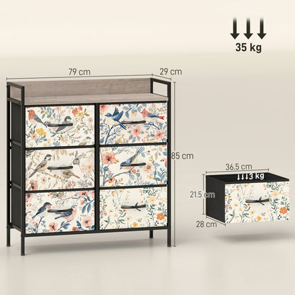 6-Drawer Chest of Drawers, Fabric Dresser, White