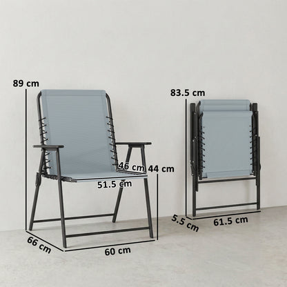 Folding Garden Chairs, Outdoor Chairs Set of 2, Light Grey