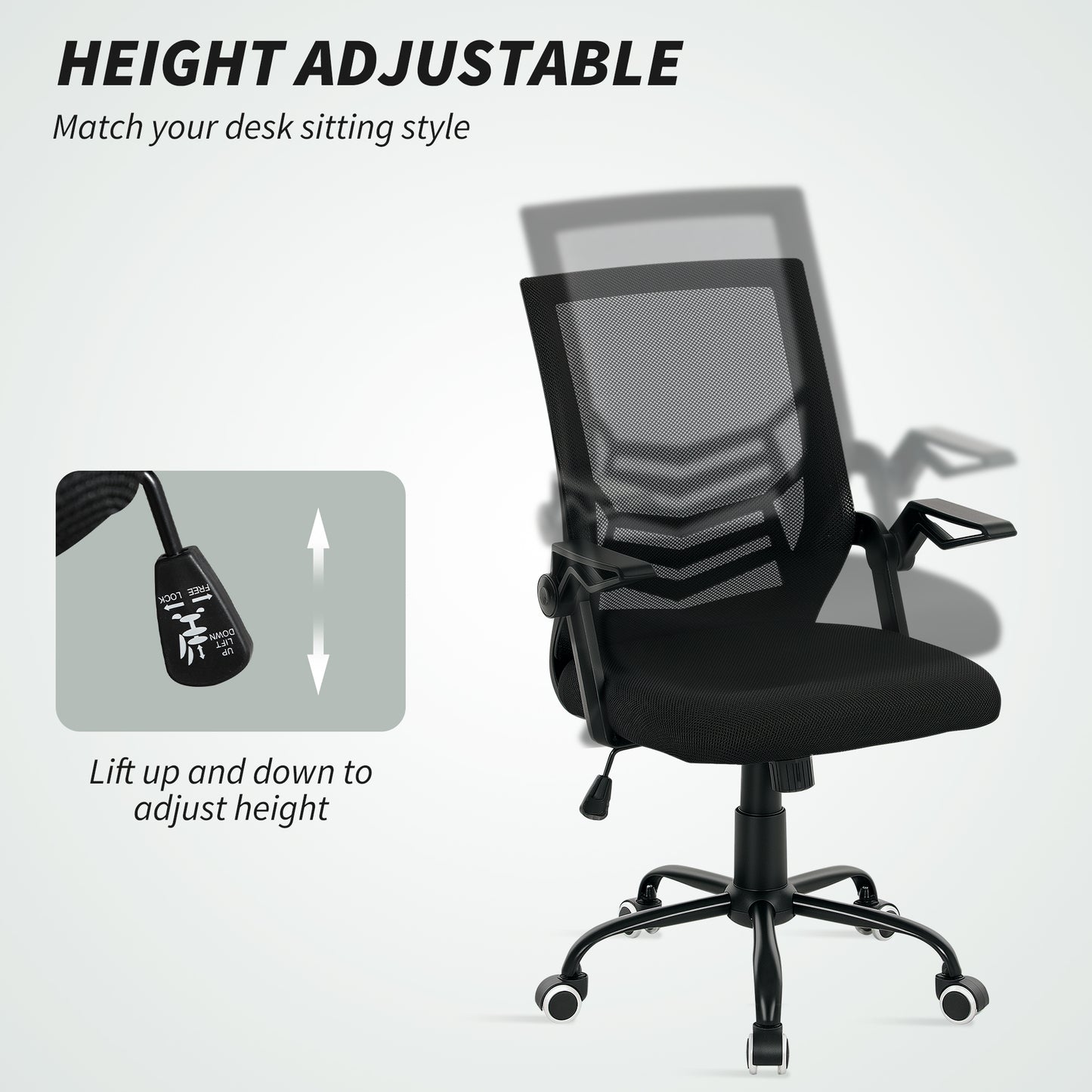 Mesh Swivel Office Chair Task Computer Chair w/ Lumbar Support, Black