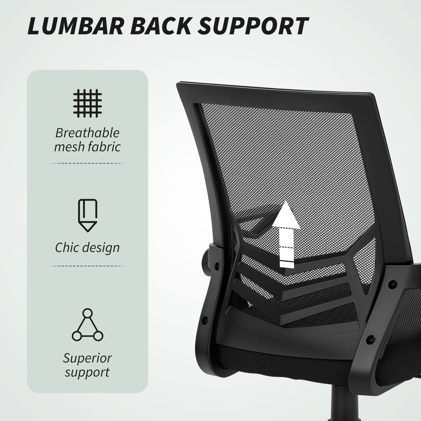 Mesh Swivel Office Chair Task Computer Chair w/ Lumbar Support, Black