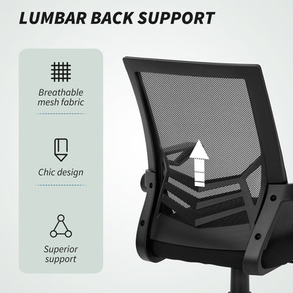Mesh Swivel Office Chair Task Computer Chair w/ Lumbar Support, Black