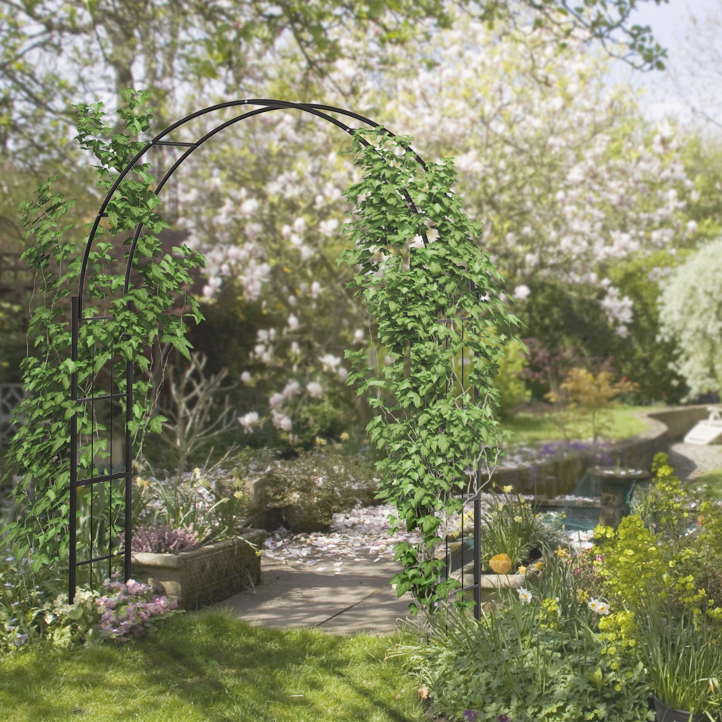 223cm Garden Arch Trellis, Outdoor Wedding Arbor for Roses, Vines