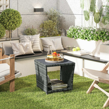 Side Table 2-Tier with Storage Shelf/Grey