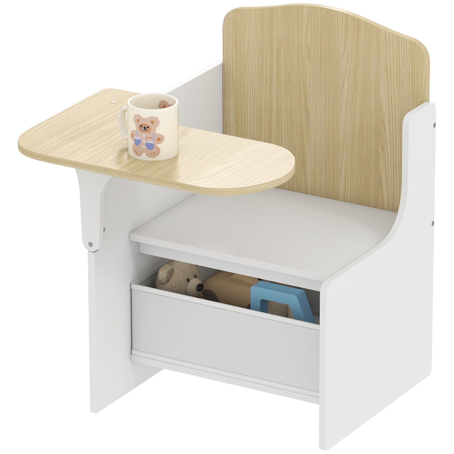 Kids Table and Chair Set, Toddler Desk Chair with Storage Bins