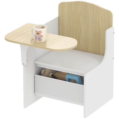 Kids Table and Chair Set, Toddler Desk Chair with Storage Bins