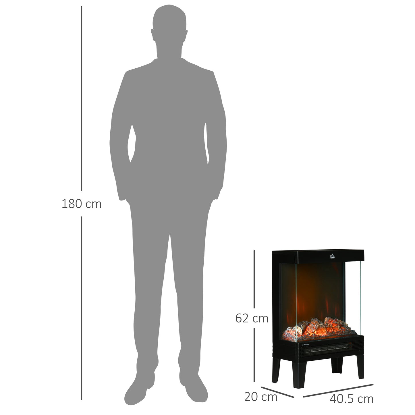 Charming Electric Fireplace Heater, Quiet Freestanding Stove, Black