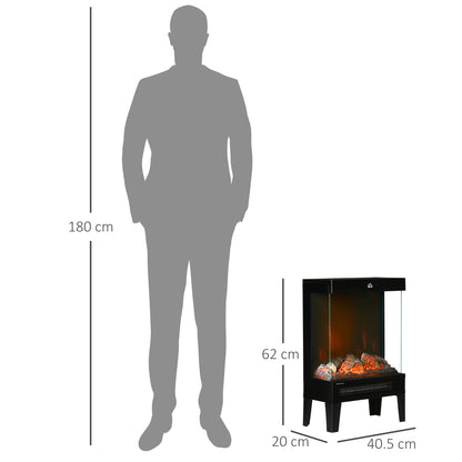 Charming Electric Fireplace Heater, Quiet Freestanding Stove, Black