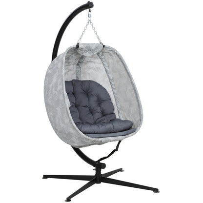 Hanging Egg Chair Outdoor Indoor Swing Chair, Folding Basket, Grey