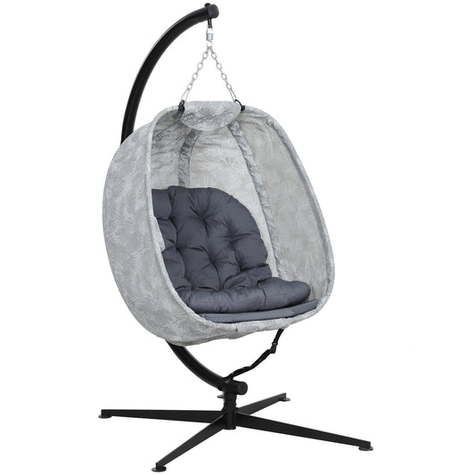 Hanging Egg Chair Outdoor Indoor Swing Chair, Folding Basket, Grey