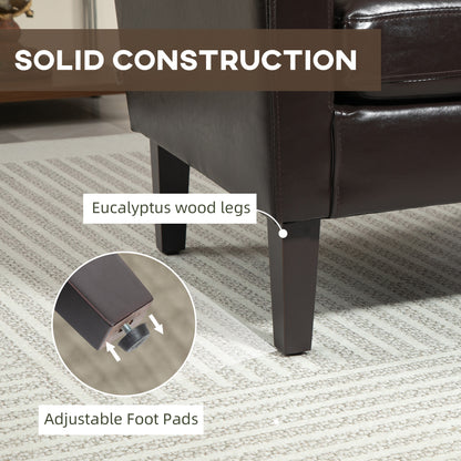 Armchair Accent Chair with Eucalyptus Wood Legs for Bedroom Brown