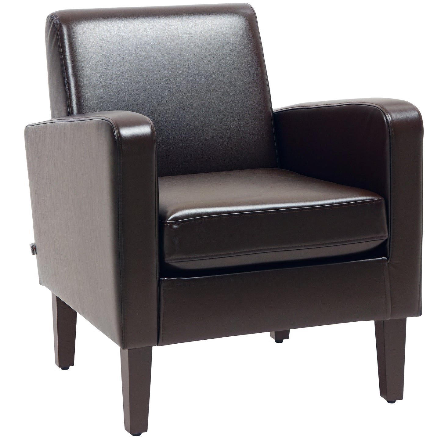 Armchair Accent Chair with Eucalyptus Wood Legs for Bedroom Brown