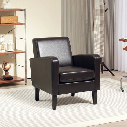 Armchair Accent Chair with Eucalyptus Wood Legs for Bedroom Brown