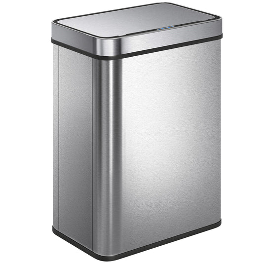 50 L Kitchen Bin with Fingerprint-Proof Stainless Steel, Silver Tone