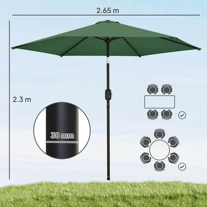 2.6M Garden Parasol Umbrella with Aluminium Pole, Tilt, Crank