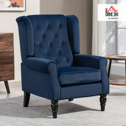 Accent Armchair Home Furniture Retro Tufted Club Fabric Dark Blue