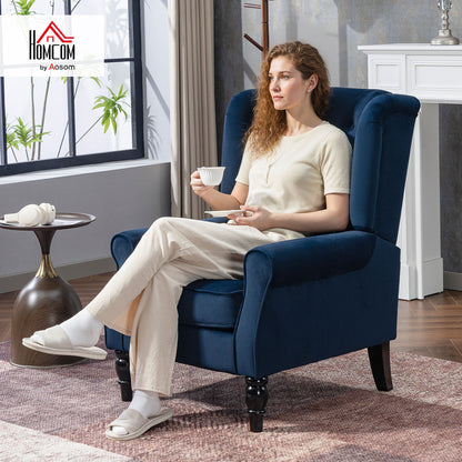 Accent Armchair Home Furniture Retro Tufted Club Fabric Dark Blue