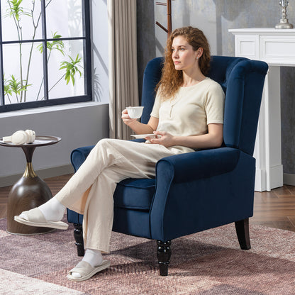 Accent Armchair Home Furniture Retro Tufted Club Fabric Dark Blue