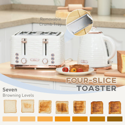 Kettle and Toaster Set 1.7L Rapid Boil Kettle & 4 Slice Toaster White