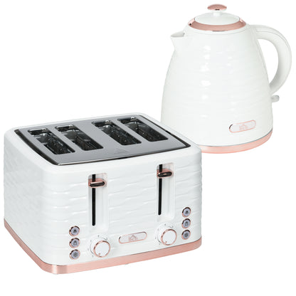 Kettle and Toaster Set 1.7L Rapid Boil Kettle & 4 Slice Toaster White