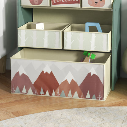Kids Storage Unit with 6 Boxes, Childrens Toy Storage Organiser, Green