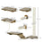 8Pcs Wall Mounted Cat Tree with Scratching Posts, Perches, Ladder, for Sleeping, Playing, Lounging, Brown