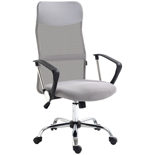 Vinsetto Ergonomic Office Chair Mesh Chair with Adjustable Height Tilt Function Light Grey