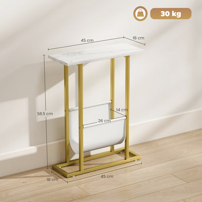 Narrow Side Table, End Table with Magazine Holder for Small Spaces