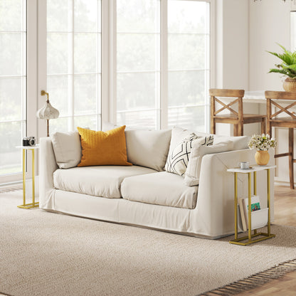 Narrow Side Table, End Table with Magazine Holder for Small Spaces