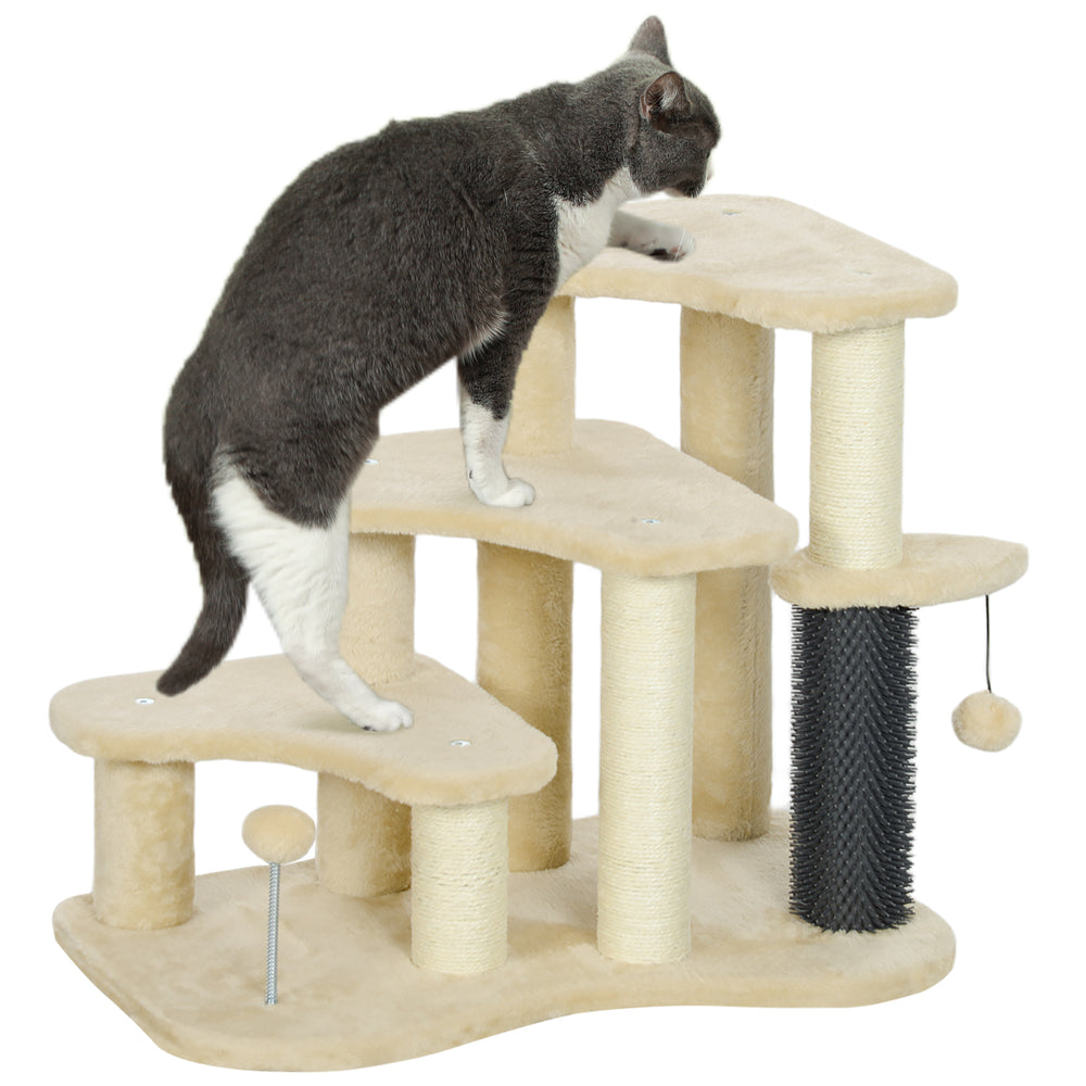 Cat Tree 2 in 1 Pet Stairs w/ Scratching Tickling Post, Beige