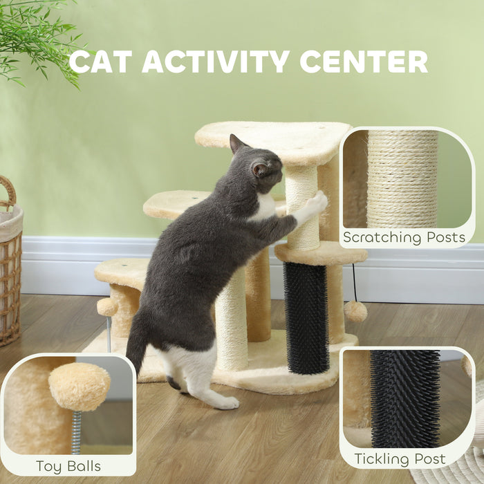 Cat Tree 2 in 1 Pet Stairs w/ Scratching Tickling Post, Beige