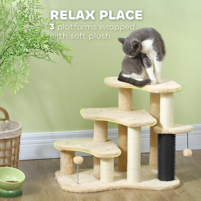 Cat Tree 2 in 1 Pet Stairs w/ Scratching Tickling Post, Beige