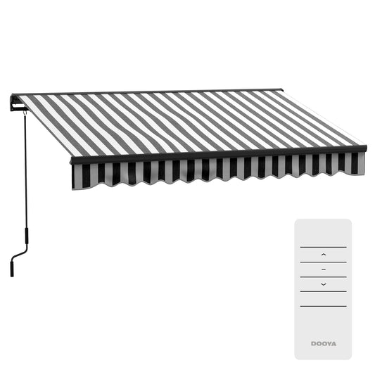 3 x 2m Electric Retractable Awning, Aluminium Frame, Grey & White
