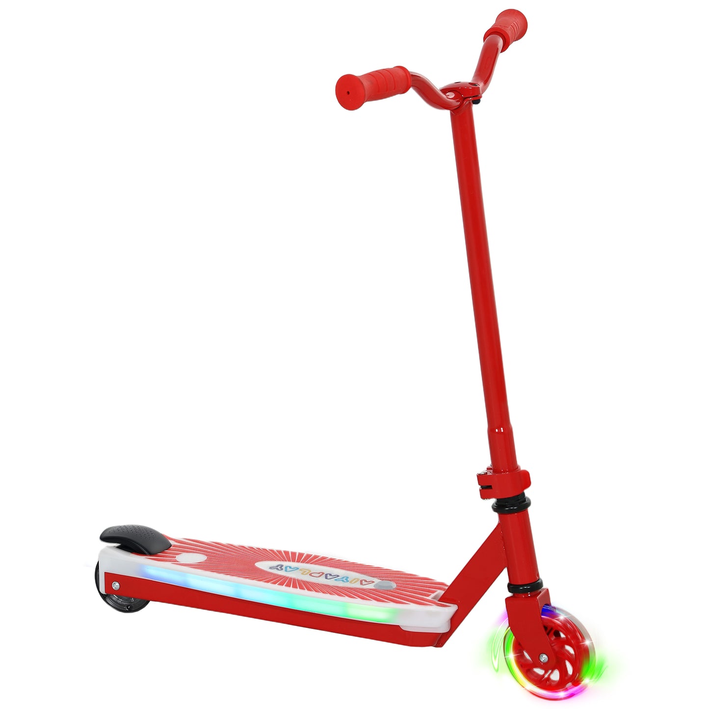 Electric Scooter for Kids 4-7, with Auxiliary Rear Wheels, Red