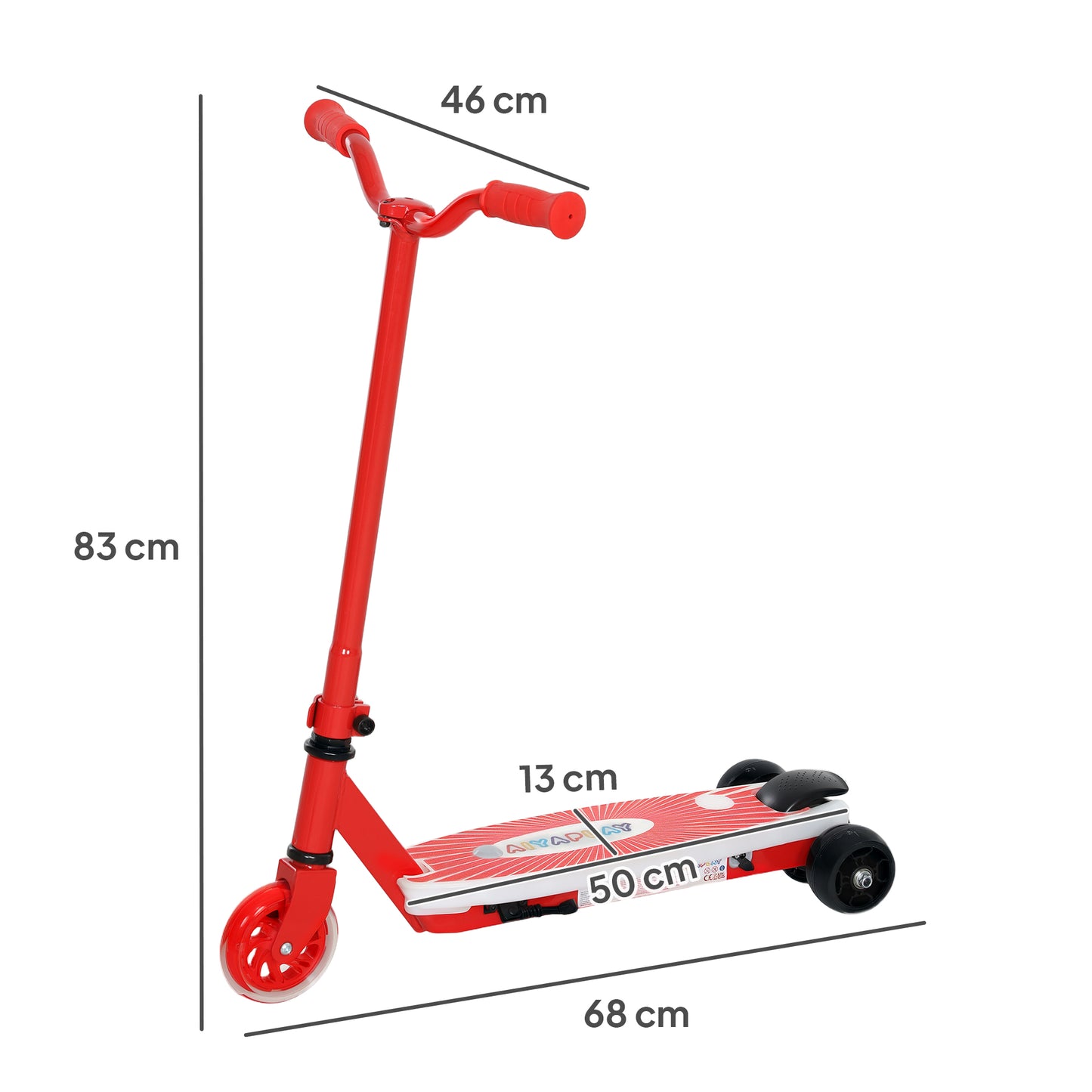 Electric Scooter for Kids 4-7, with Auxiliary Rear Wheels, Red